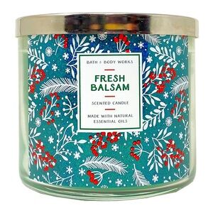 Bath & Body Works Fresh Balsam Candle - Green and Red Design